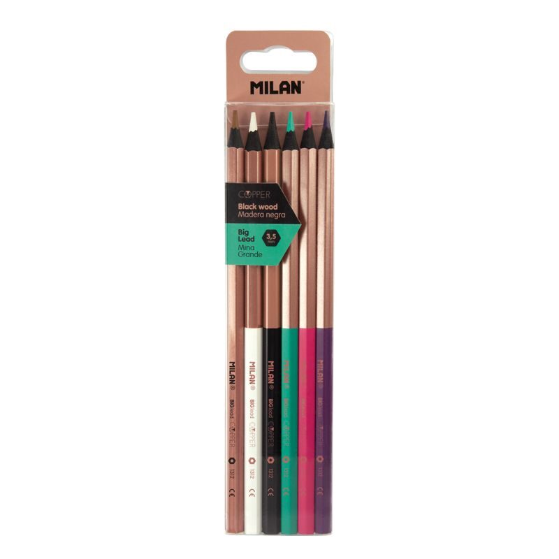 Caja 6 lápices de colores mina gruesa Copper