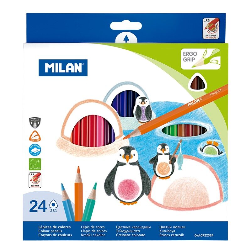Pack de 24 lápices de colores Milan 80058 mina grande 