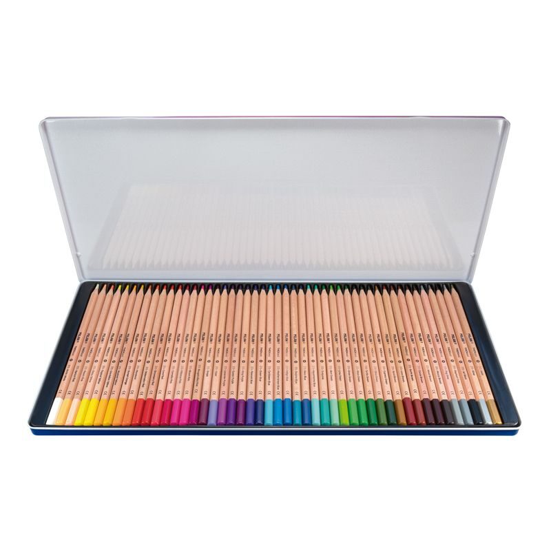 Caja metálica 48 lápices de colores mina gruesa Ø 3,5 mm hexagonales