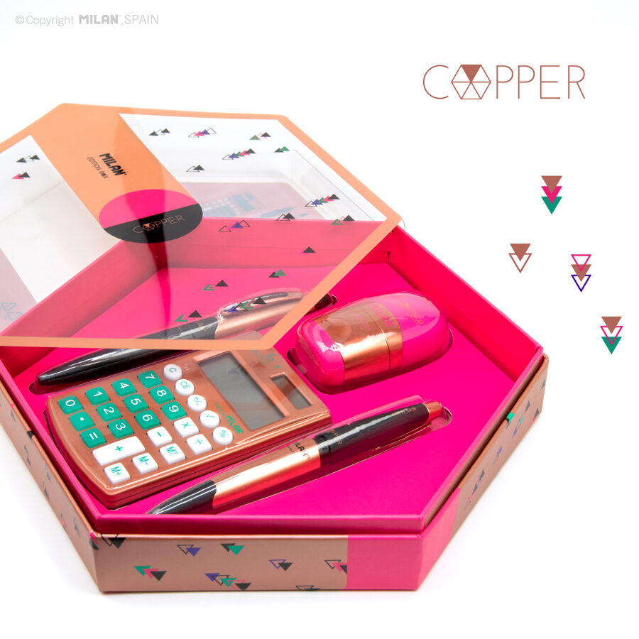 Caja regalo Copper hexagonal, rosa