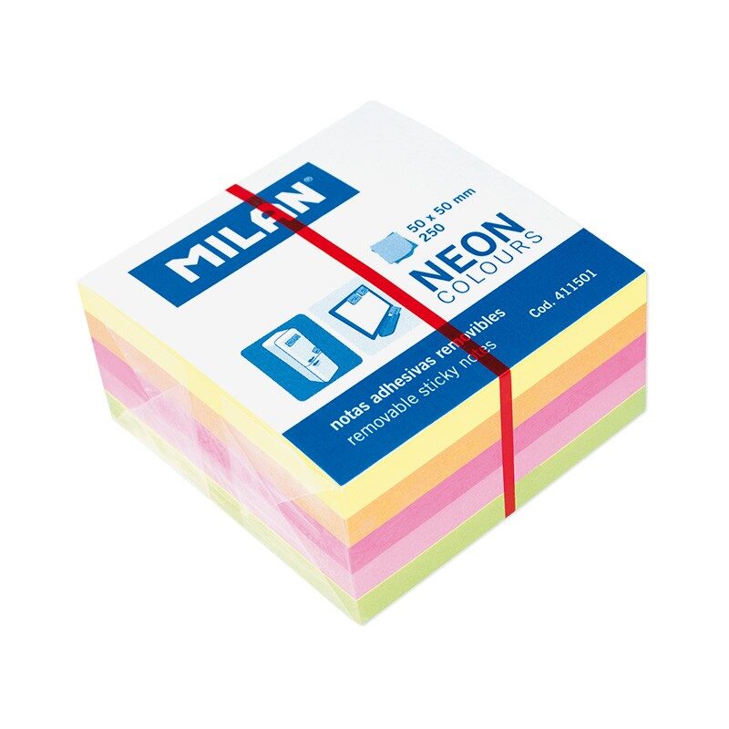 Mini cubo de notas adhesivas colores neón 50 x 50