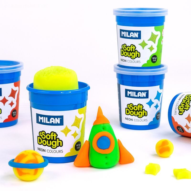 Caja 5 botes pasta de modelar blanda Soft Dough Neon