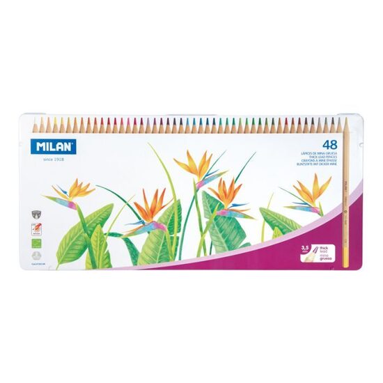 Caja metálica 48 lápices de colores mina gruesa Ø 3,5 mm hexagonales