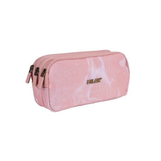 Estuche portatodo 3 cremalleras serie Lava, rosa