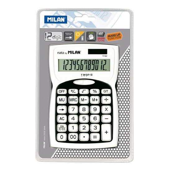 Blíster calculadora negra 12 dígitos