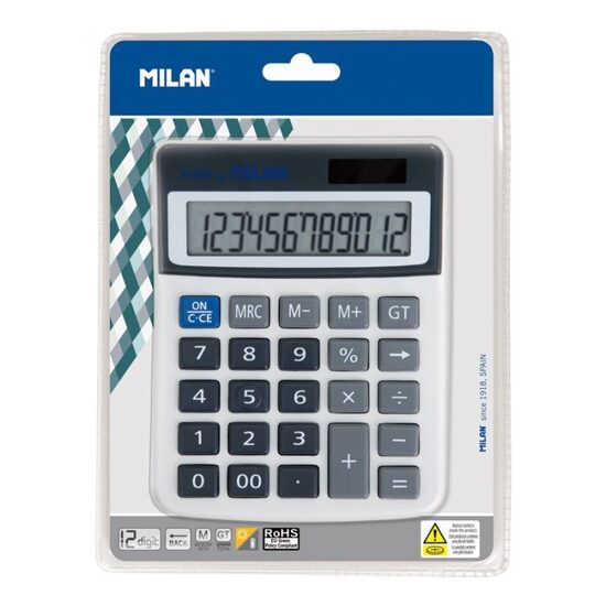 Blíster calculadora gris 12 dígitos