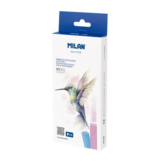 Caja 12 barritas pastel blando colores metalizados MILAN Art