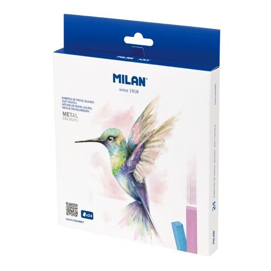 Caja 24 barritas pastel blando colores metalizados MILAN Art