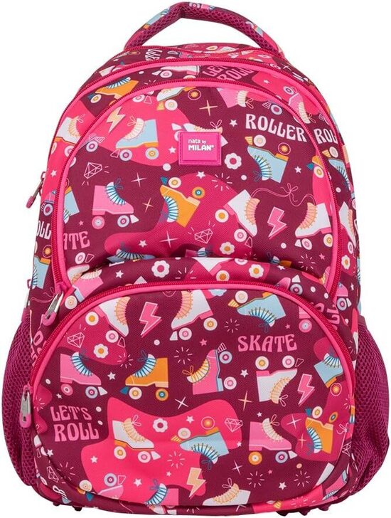Mochila escolar 4 cremalleras (25 L) serie especial Roller, rosa