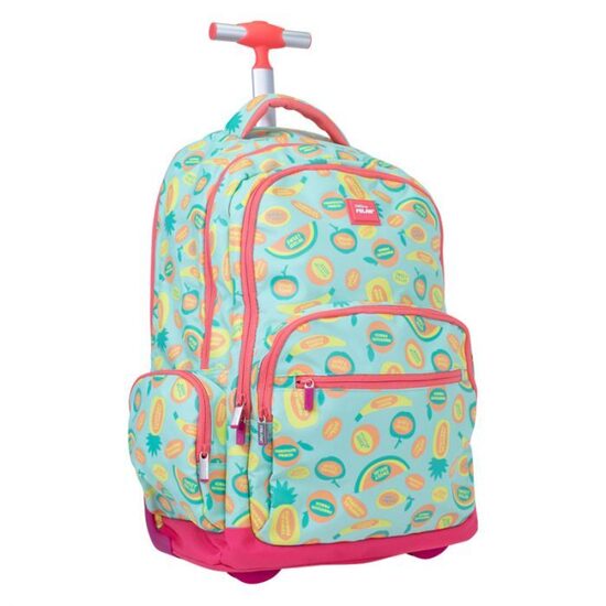 Mochila con ruedas 6 cremalleras (25 l) serie especial Frutikis, verde y naranja