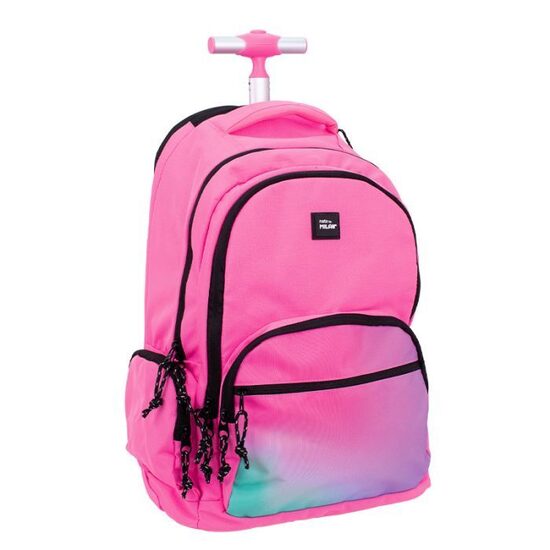 Mochila con ruedas 6 cremalleras (25 L) serie Sunset, rosa