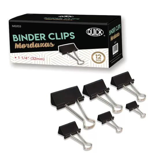 Clip sujeta papel 1 1/4" color negro