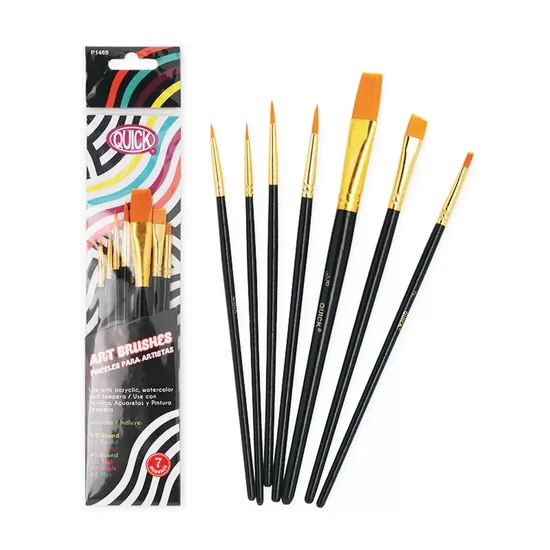 Pinceles para arte madera color negro blister c/7 piezas.