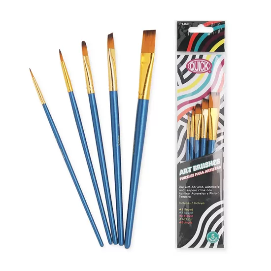 Pinceles para arte madera color azul blister c/5 piezas