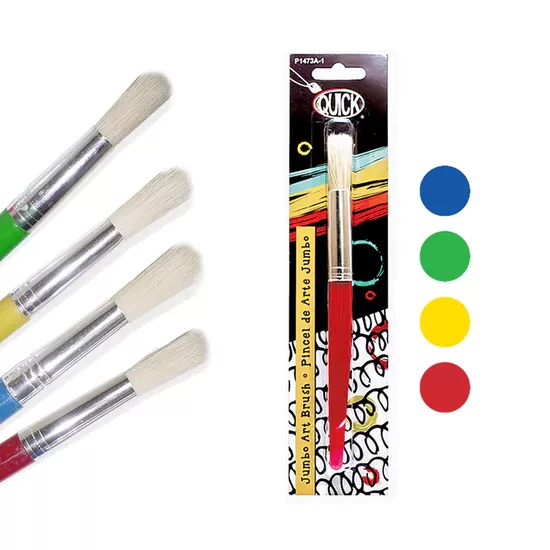 Pincel escolar jumbo plástico colores surtidos blister 1 pieza.
