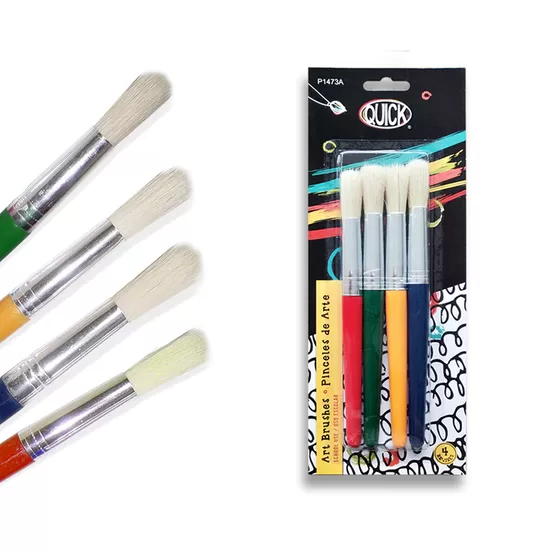 Pinceles escolares jumbo plástico colores surtidos c/4 piezas.