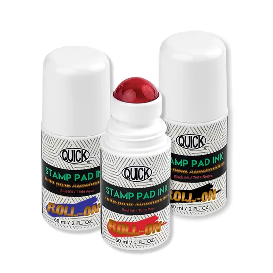 Tinta para sellos en roll-on (rojo, azul y negro)