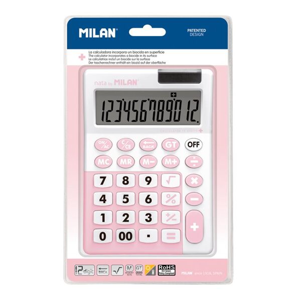 Blíster calculadora 12 dígitos rosa, serie Edición +