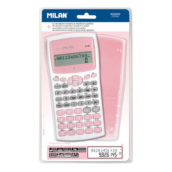 Blíster calculadora científica M240 rosa, Edición +