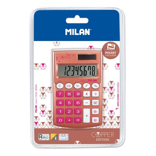 Blíster calculadora 8 dígitos Pocket Copper rosa