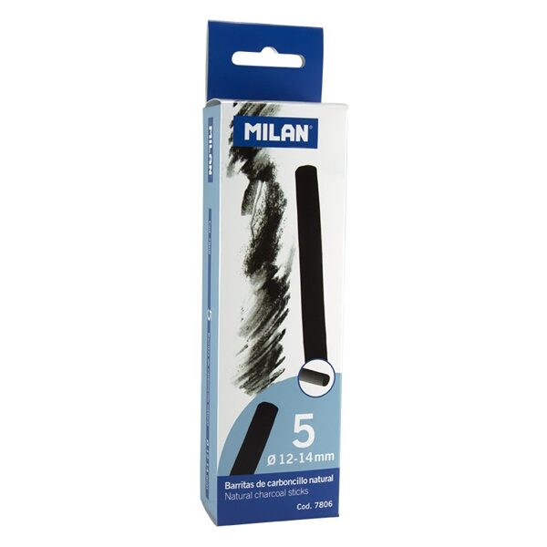 Caja 5 barritas de carboncillo natural cilíndrico Ø 12-14 mm