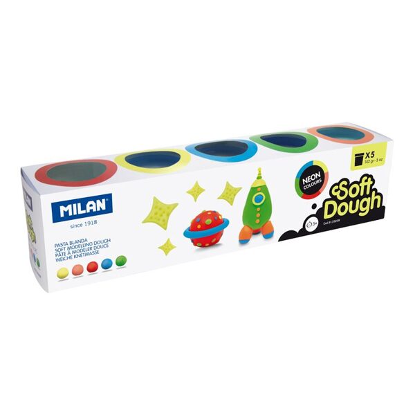 Caja 5 botes pasta de modelar blanda Soft Dough Neon