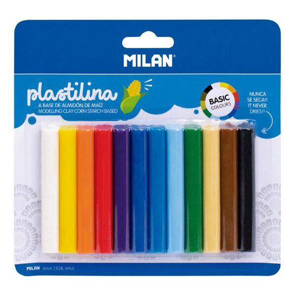Blíster 12 barritas plastilina de colores (140 g)