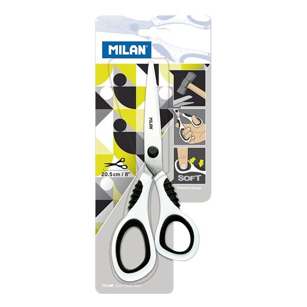 Blíster tijeras de oficina blancas 20,5 cm